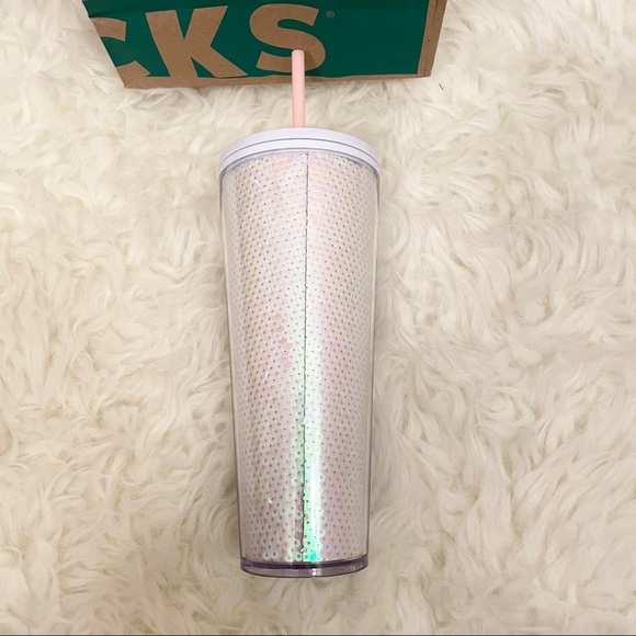 Starbucks Dining Nwt Starbucks Holiday 220 White Sequin Tumbler